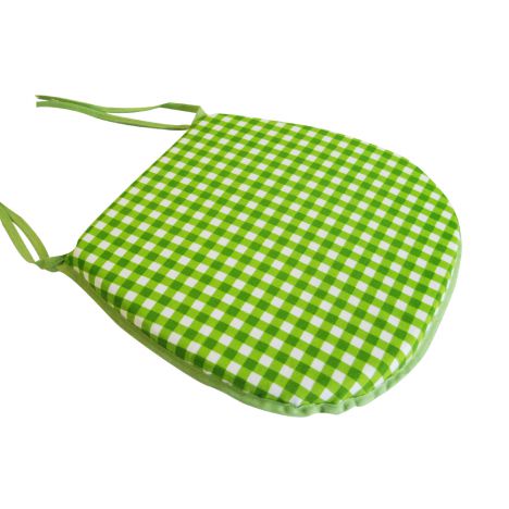 Gingham Check Lime Tie On Seat Pad