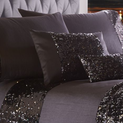 Dazzle Sequin Filled Boudoir Cushion - Charcoal Grey