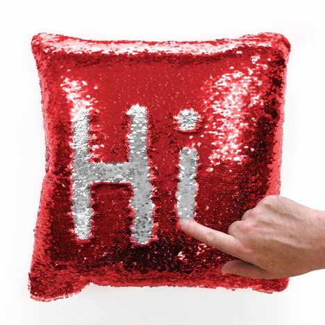 Mermaid Sequin Pack of 2 Cushion Covers 22 Inch - Red & Silver