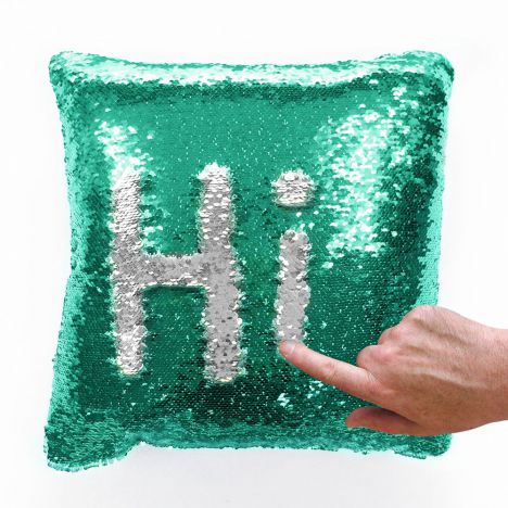 Mermaid Sequin Pack of 2 Cushion Covers 22 Inch - Green & Silver