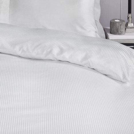 Catherine Lansfield Satin Stripe 300 Thread Count Premium Fitted Sheet - White