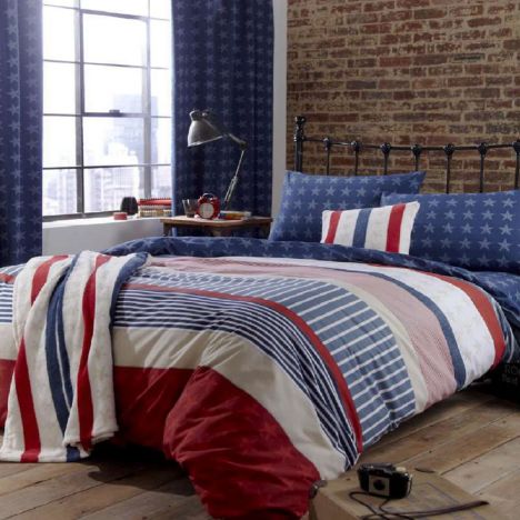 Catherine Lansfield Red, White & Blue Stars and Stripes Duvet Cover Set