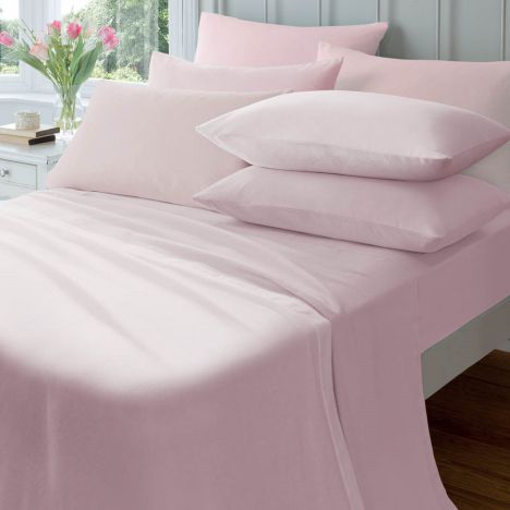 Catherine Lansfield 145gsm Plain Dyed Flannelette Fitted Sheet - Pink