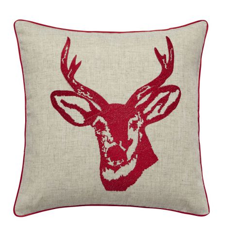 Catherine Lansfield Stags Head Cushion Cover - Red