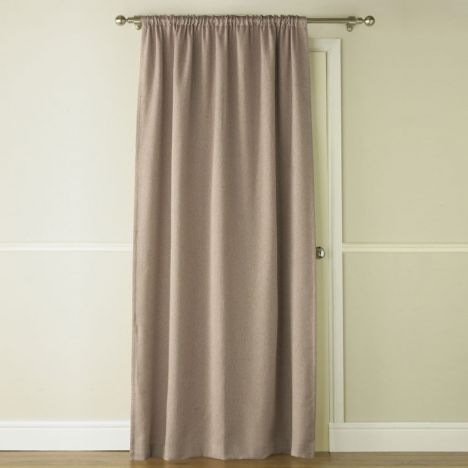 Self-Lined Thermal Blackout Linen Look Door Curtain - Mocha