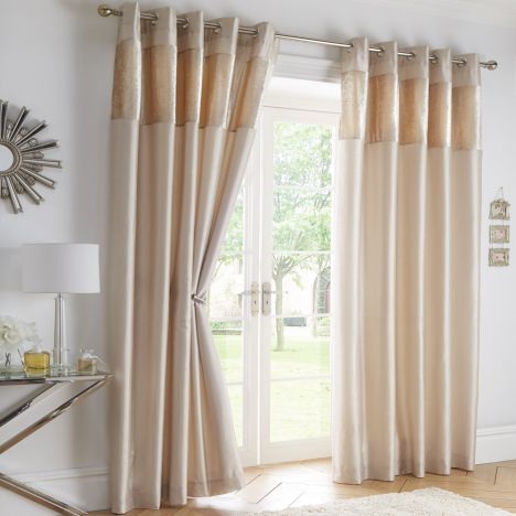ENSLEY Modern Leaf Floral Lined Cotton Eyelet Ring Top Curtains Pair -  Norwood Textiles