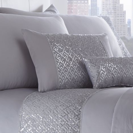 Shimmer Sequin Filled Boudoir Cushion - Silver Grey
