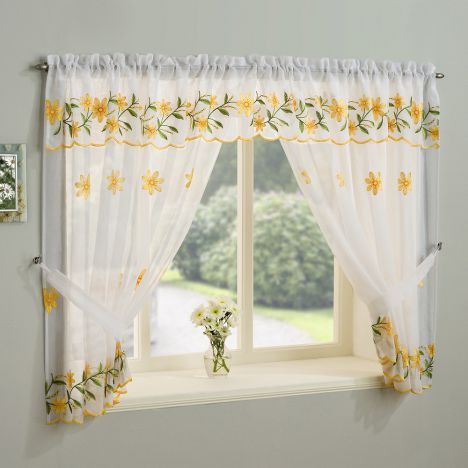 Daisy Net Curtain Window Set - Yellow