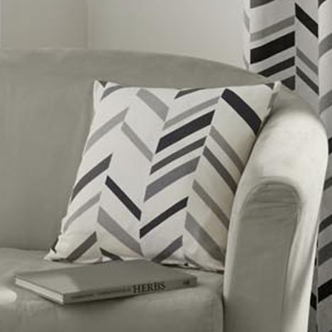 Kato Chevron Stripe Cushion Cover - Black Grey