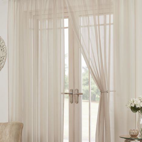 Lucy Eyelet Ring Top Pair of Voile Curtains - Natural Cream