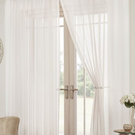 Lucy Eyelet Ring Top Pair of Voile Curtains - White