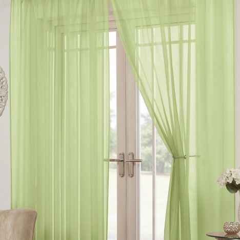 Lucy Eyelet Ring Top Pair of Voile Curtains - Zest Green