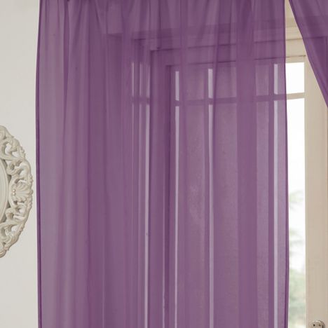 Lucy Eyelet Ring Top Voile Curtain Panel - Aubergine Purple