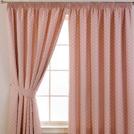 Dotty Tape Top Thermal Blackout Curtains - Rose Pink
