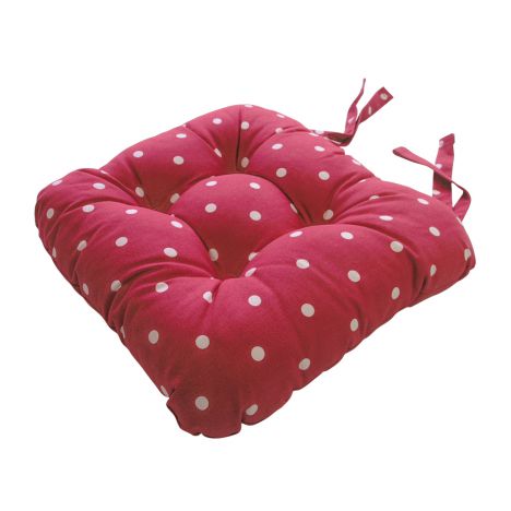 Dotty Tie On Seat Pad - Red
