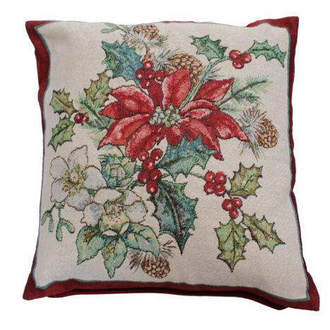 Poinsettia Christmas Cushion Cover