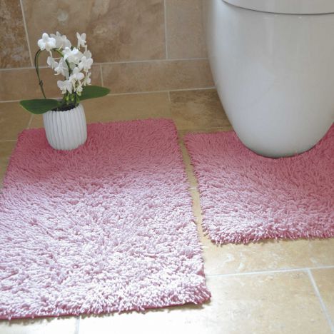 100% Cotton Twist Luxury Bath Mat Set - New Pink