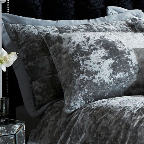 Catherine Lansfield Luxury Crushed Velvet Pair of Pillowshams - Silver Grey