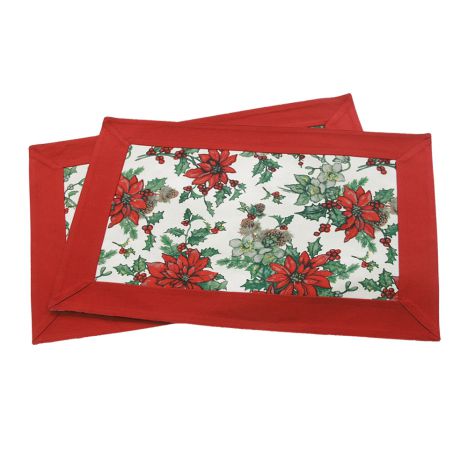 Poinsettia Christmas Placemat - Red