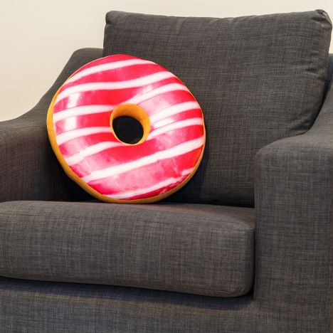 Large Striped Doughnut Cushion - Pink 