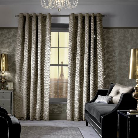 Kylie Minogue Grazia Fully Lined Eyelet Curtains - Praline