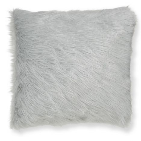 Catherine Lansfield Metallic Fur Cushion Cover - Silver Grey