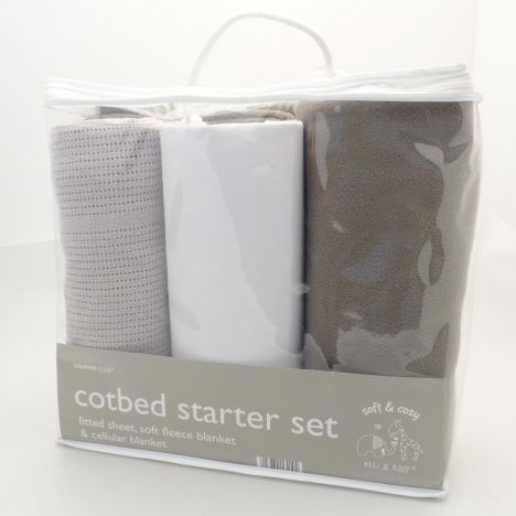 Elli & Raff 3 Piece Cot Bed Starter Set - Grey