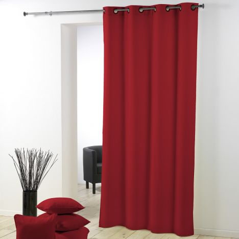 Essentiel Plain Single Curtain Panel with Plastic Eyelets - Red