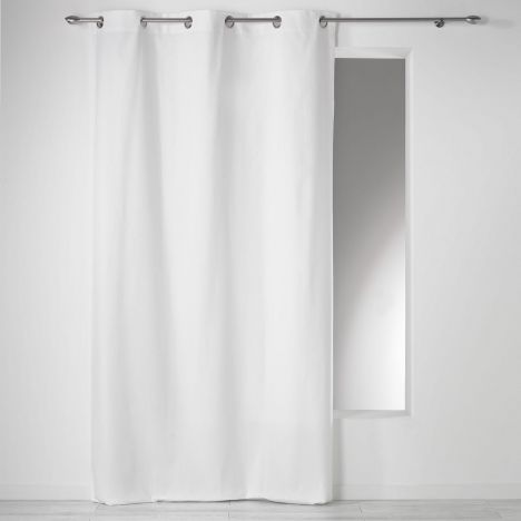 Plain 100% Cotton Panama Single Curtain Panel with Eyelets - White