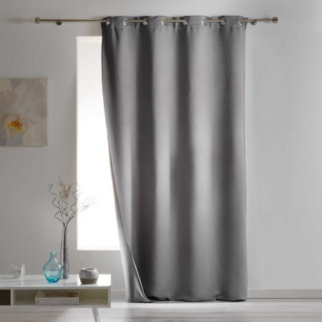 Covery Insulating Thermal Blackout Single Curtain Panel with Eyelets - Grey