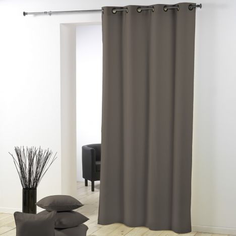 Essentiel Plain Single Curtain Panel with Metal Eyelets - Taupe
