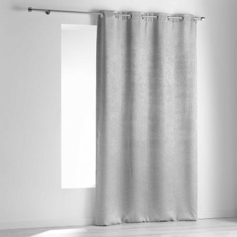 Opacia Embossed Velvet Blackout Single Curtain Panel with Eyelets - Silver Grey