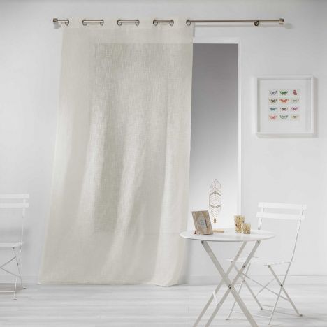 Haltona Woven Linen Effect Eyelet Voile Curtain Panel - Natural