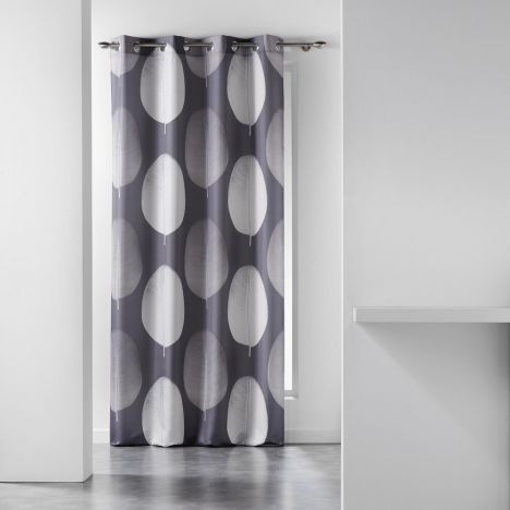 Tempo Eyelet Curtain Panel with Circle Print - Grey
