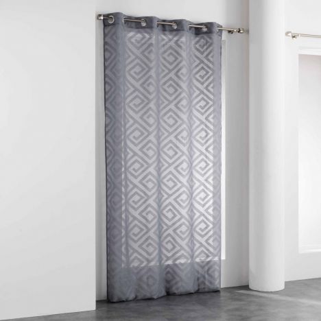 Ilyo Jacquard Geometric Eyelet Voile Curtain Panel - Grey