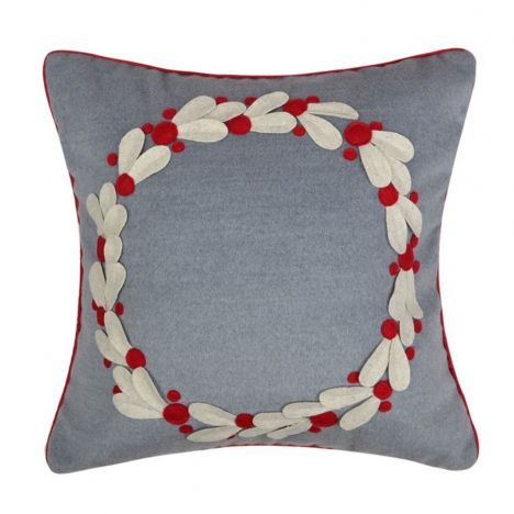 Christmas Garland Filled Cushion - Grey Red