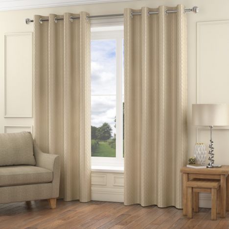 Madison Wave Fully Lined Ring Top Curtains - Natural