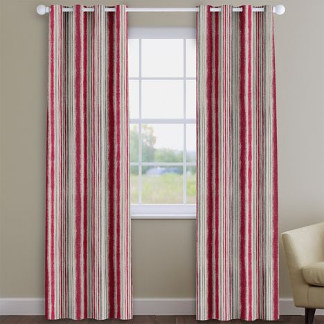 Garda Striped Cherry Red Made To Measure Curtains