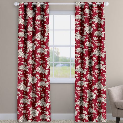 Aquataine Rouge Red Vintage Floral Made To Measure Curtains