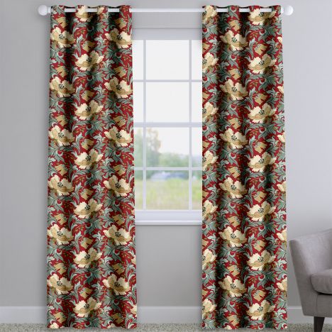 Decorama Aquataine Rouge Floral Made To Measure Curtains