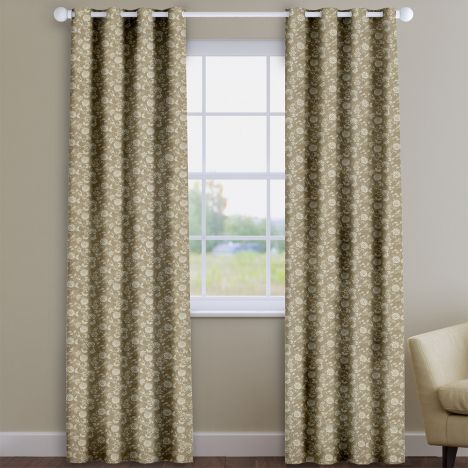 Bird Garden Canvas Brown Delicate Floral Made To Measure Curtains