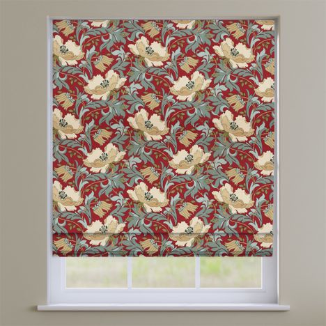 Decorama Cherry Red Floral Roman Blind