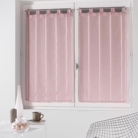 Louane Striped Chenille Yarn Voile Blind Pair with Tab Top - Pink