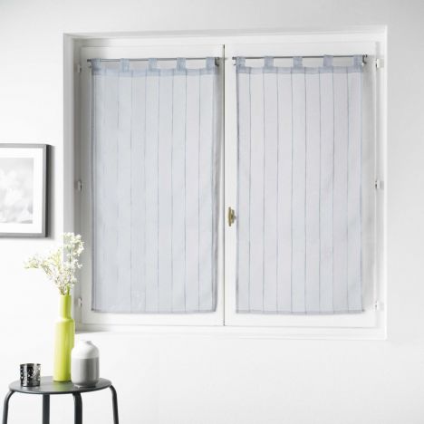 Nuage Striped Straight Voile Blind Pair with Tab Top - Grey