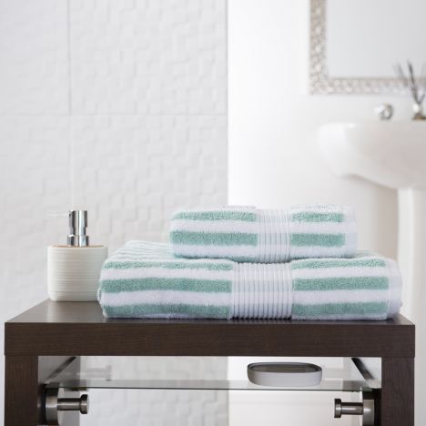 Bliss Stripe 100% Cotton 600 GSM Towel - Spearmint Green