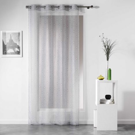 Tunis Geometric Eyelet Voile Curtain Panel - Silver Grey