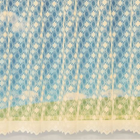 Muse Geometric Ivory Cream Net Curtain: 36" Drop
