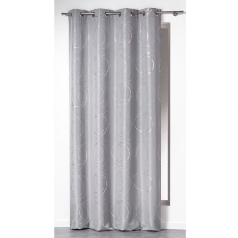 Silver Swirls Ready Made Single Eyelet Curtain Panel  - Silver Grey