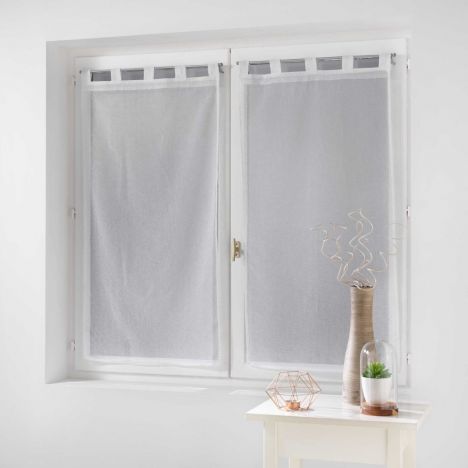 Dalya Pair Of Floral Applique Voile Blinds With Tab Top - White