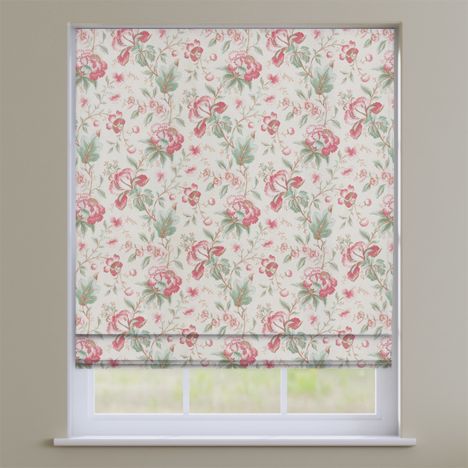 Hampton Ruby Red Traditional Floral Roman Blind